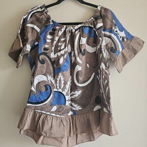 Terzo Millennio Women’s Sz S, Made in Italy-Peasant style Linen Top